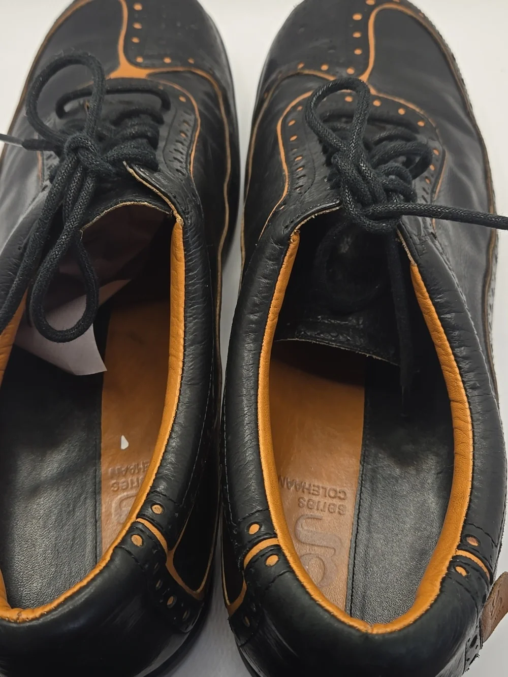 Cole Haan G Series US 9 Black Leather NikeAir Mens Oxfords Sneakers Shoes EUC